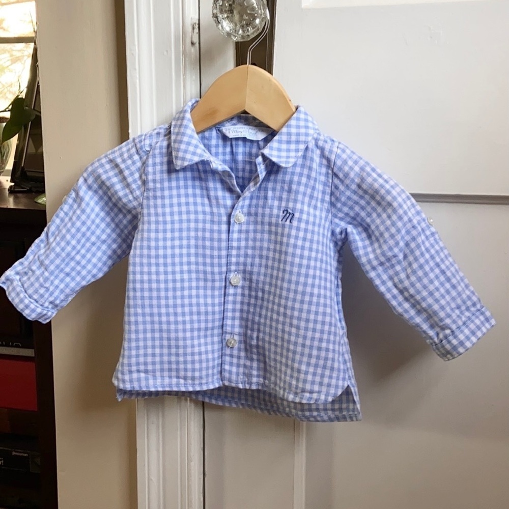 Mayoral Baby Gingham Button Down Size 3 to 9 Months
